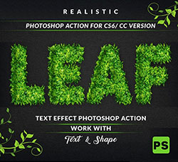 极品PS动作－绿叶字效(含高清视频教程)：Leaf Text Effect Photoshop Action